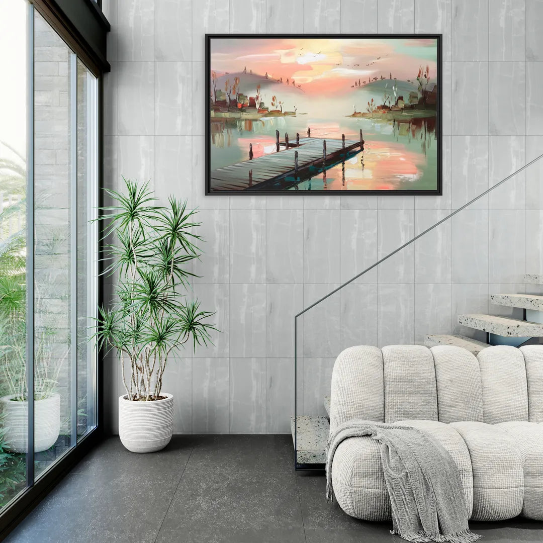 Burlington Waterfront Views - Living Room Black Frame Canvas