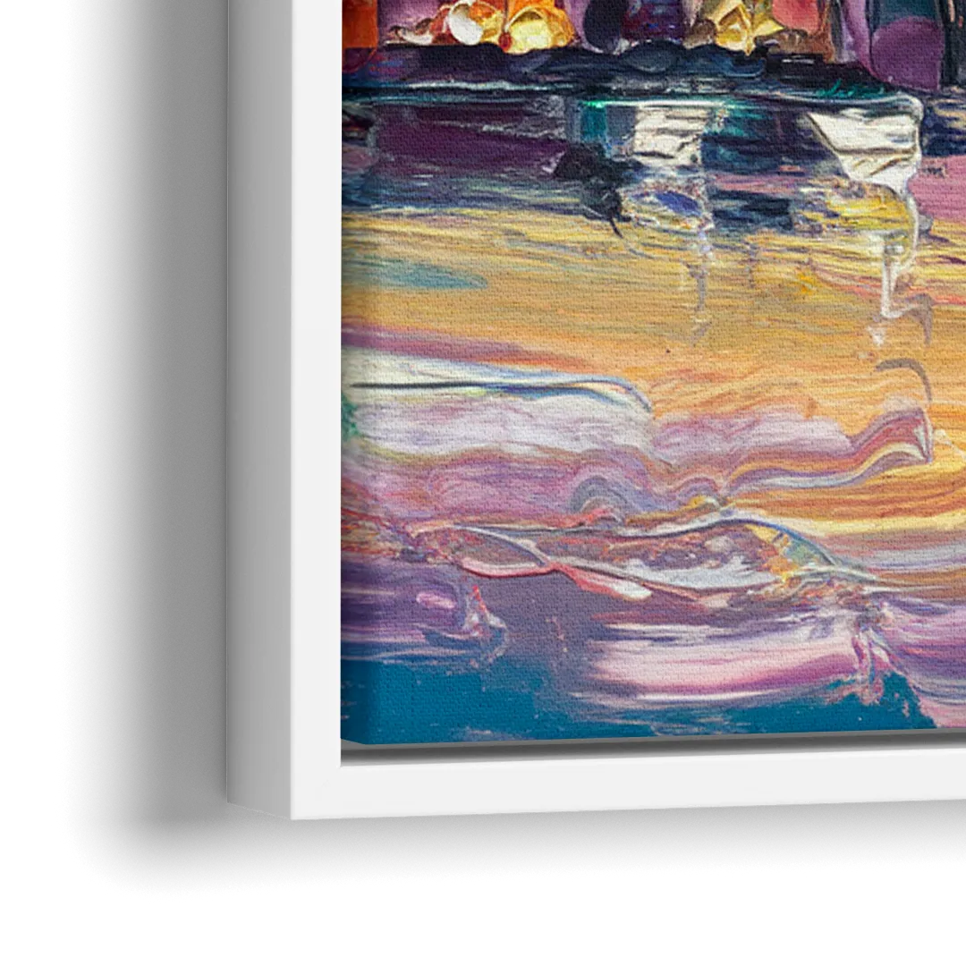 Cleveland Skyline At Sunset - Close-Up White Frame Canvas