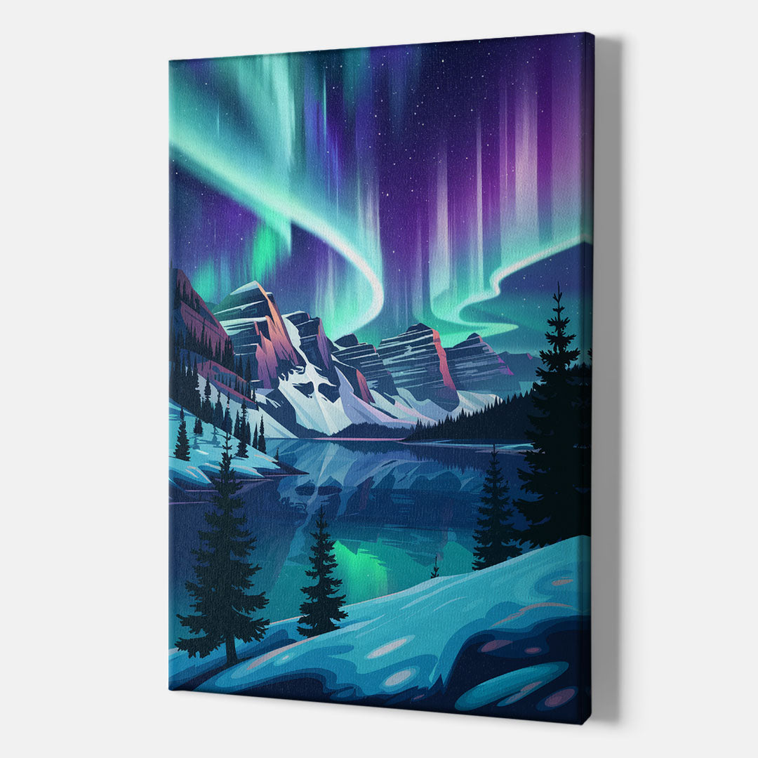 Aurora Night Horizon - Canvas Wall Art Indoor