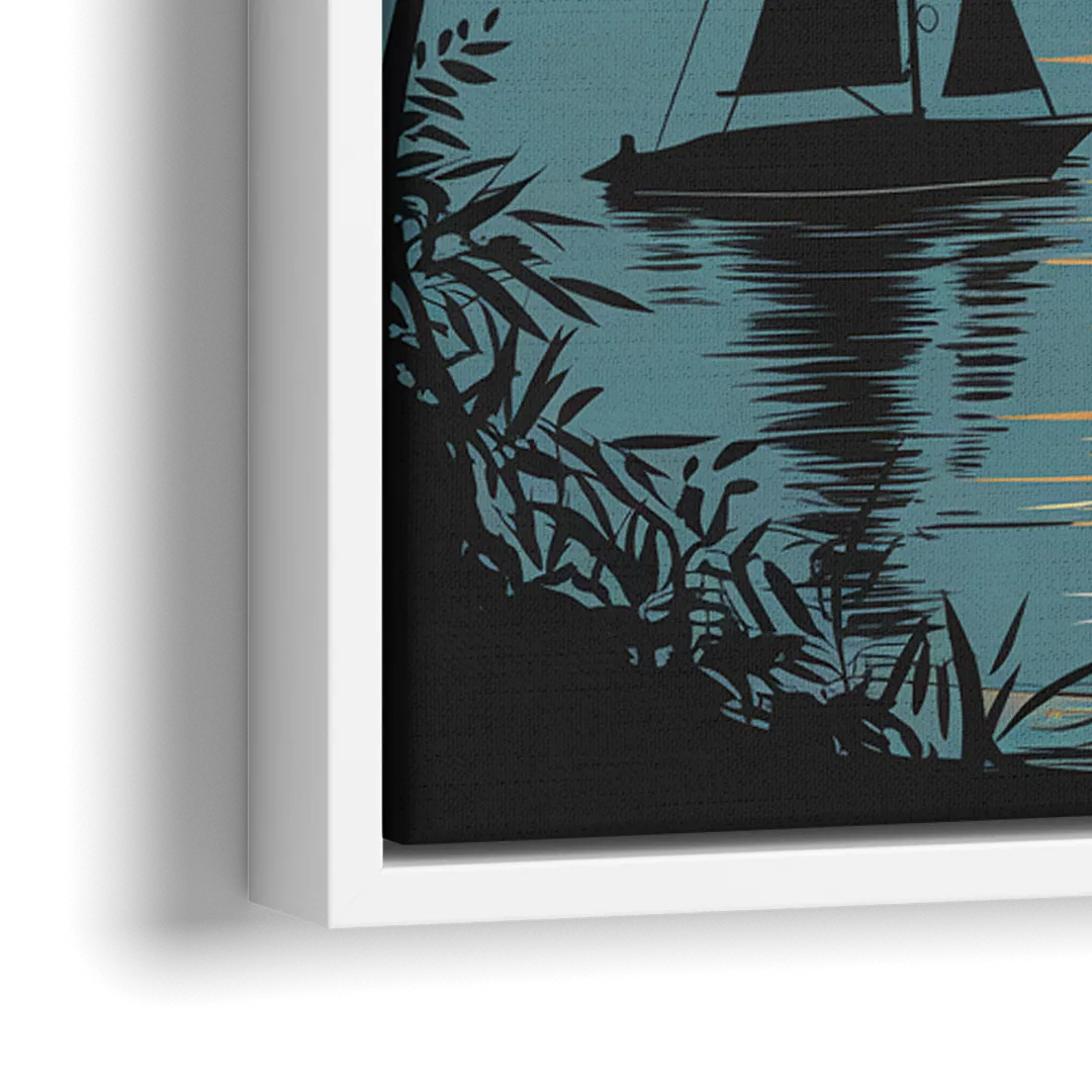 Key West Sunset Over Water - Close-Up White Frame Canvas