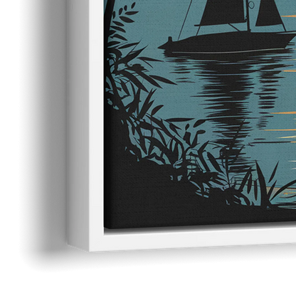 Key West Sunset Over Water - Close-Up White Frame Canvas