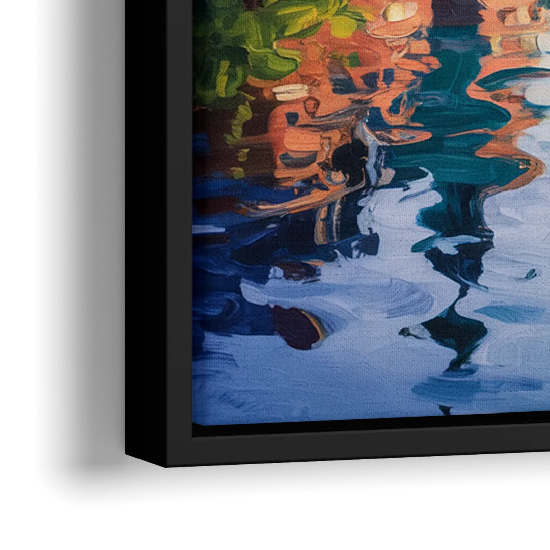 Rideau Canal Reflections - Close-Up Black Frame Canvas