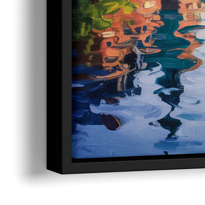 Rideau Canal Reflections - Close-Up Black Frame Canvas