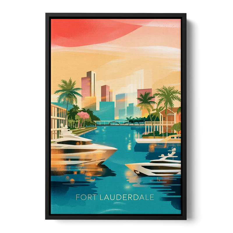 Fort Lauderdale Intracoastal Waterway - Black Frame Canvas