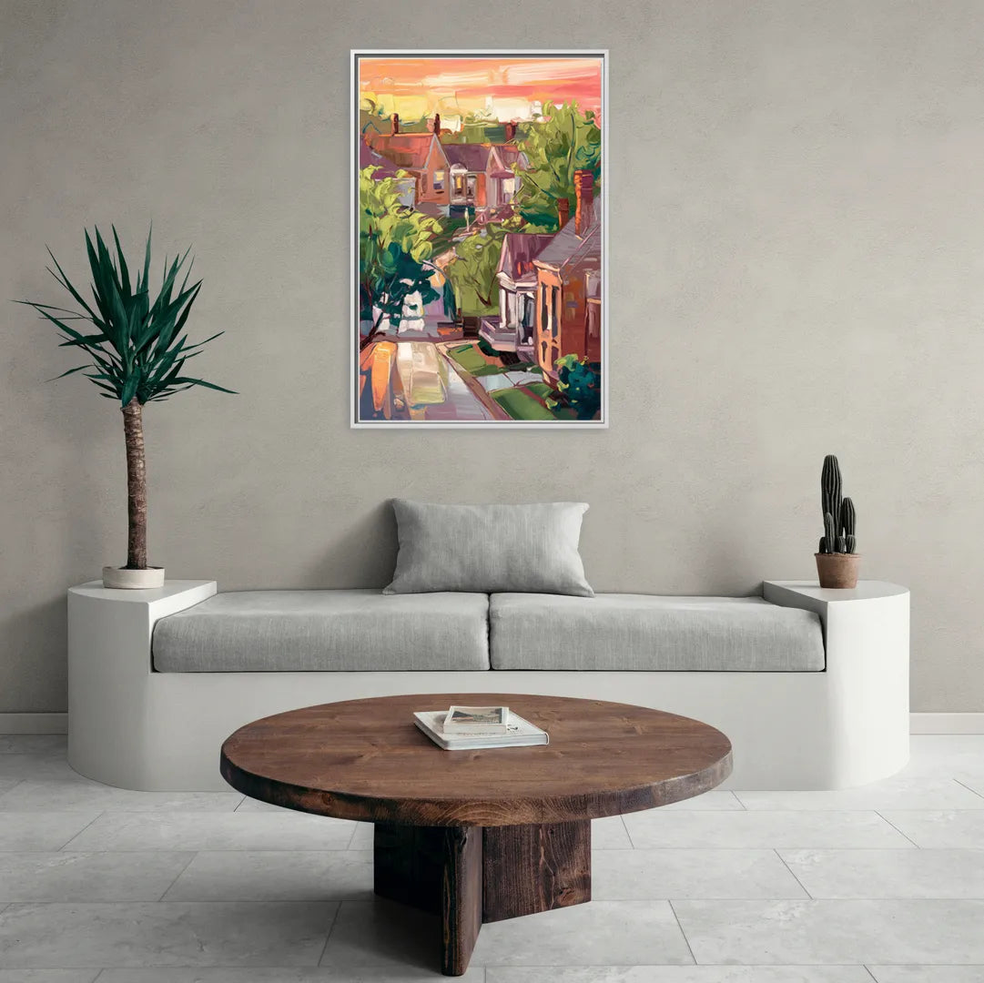 Springfield Neighborhood Charm - Living Room White Frame Canvas