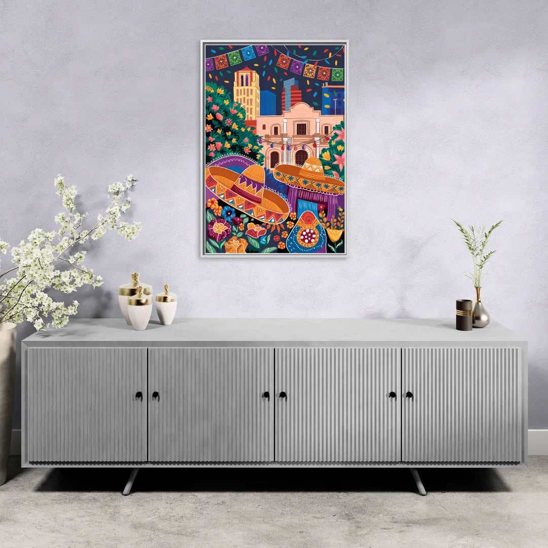 San Antonio Fiesta Colors - Living Room White Frame Canvas