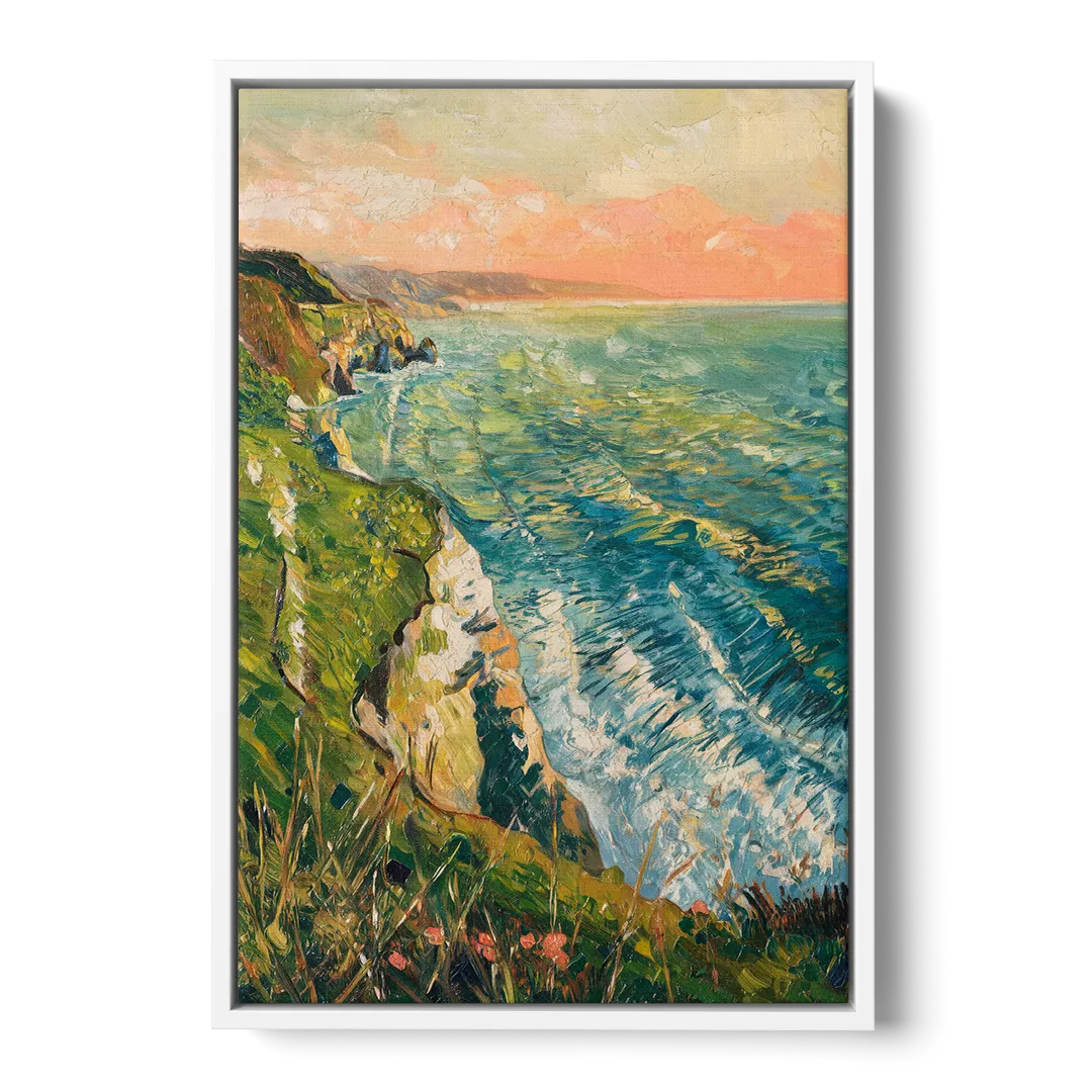 Big Sur Ocean Cliffs - White Frame Canvas