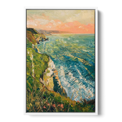 Big Sur Ocean Cliffs - White Frame Canvas