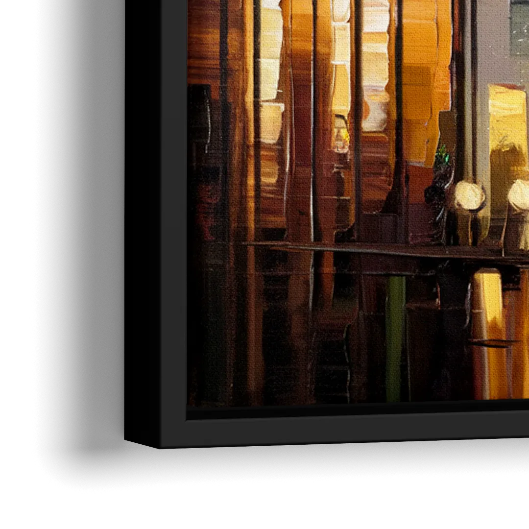 Mobile Urban Charm - Close-Up Black Frame Canvas