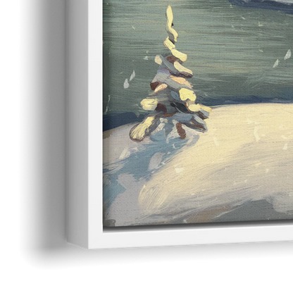 Lake Placid Winter Wonderland - Close-Up White Frame Canvas