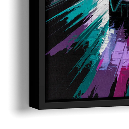 Miami Vice Neon Nights - Close-Up Black Frame Canvas