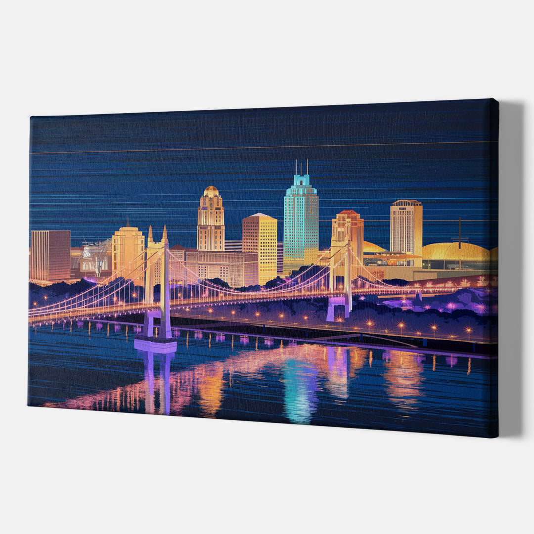 Cincinnati Nighttime Skyline - Canvas Wall Art Indoor