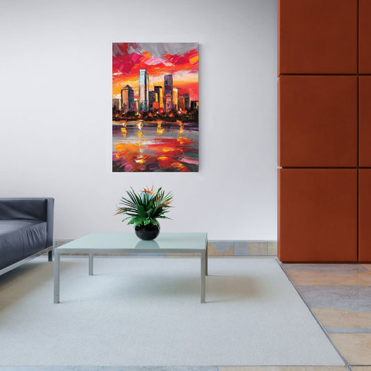 Plano Skyline Sunset - Canvas Wall Art Living Room