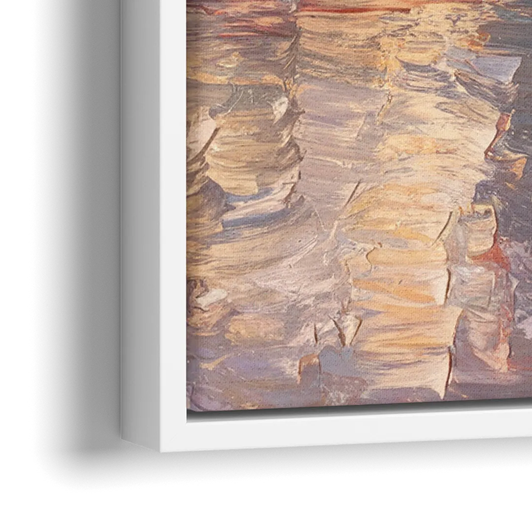 Boston Skyline with Fall Colors - Close-Up White Frame Canvas