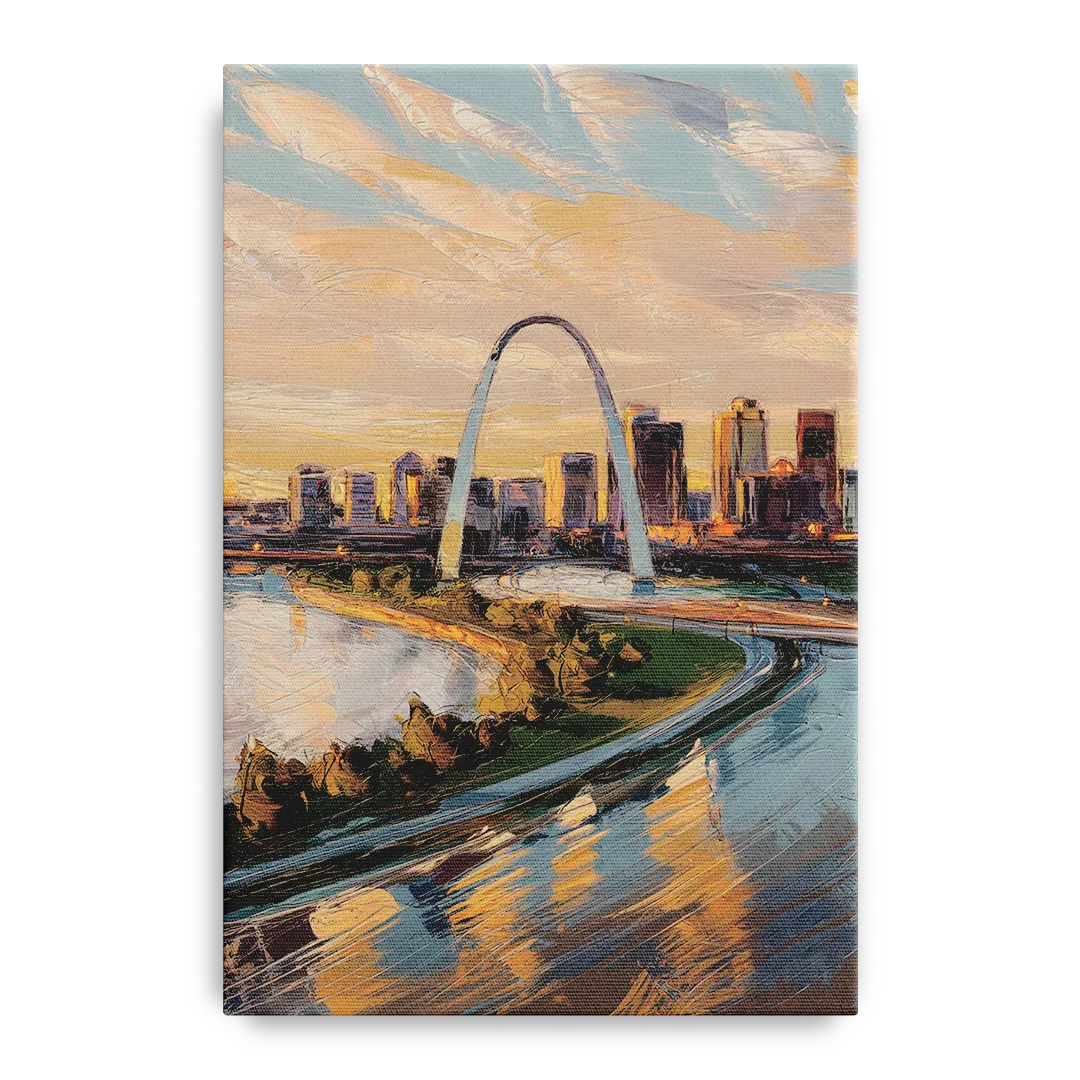 St. Louis Downtown Aerial View - Canvas Wall Art
