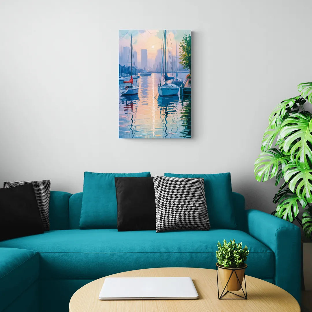 Coal Harbour Morning Light - Canvas Wall Art Living Room
