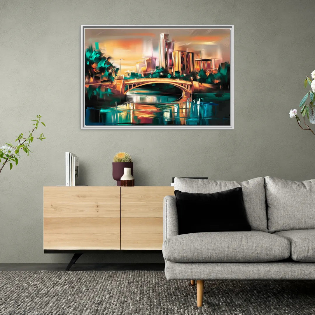 Austin Lamar Boulevard Magic - Living Room White Frame Canvas
