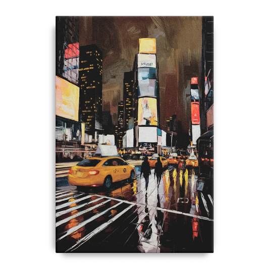 New York City Times Square in Motion Night - Canvas Wall Art