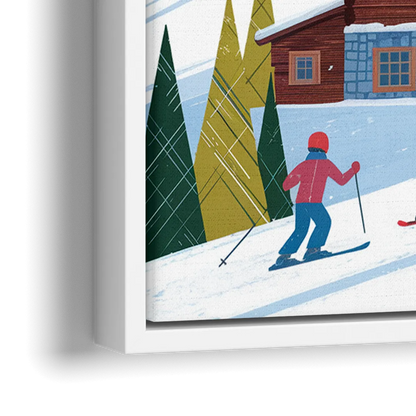 Park City Ski Slopes - Close-Up White Frame Canvas