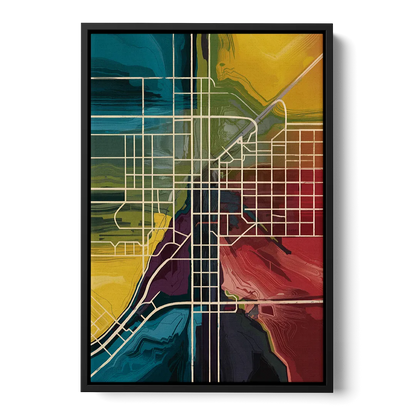 Las Vegas Map Design - Black Frame Canvas