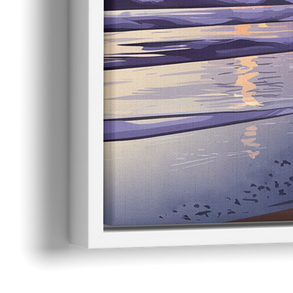 Huntington Beach Pier At Twilight - Close-Up White Frame Canvas