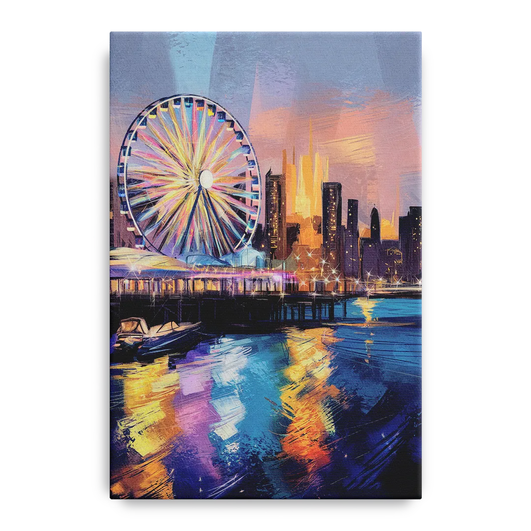 Chicago Navy Pier View - Canvas Wall Art