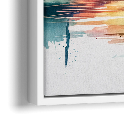 New York City Skyline in Watercolor Hudson - Close-Up White Frame Canvas