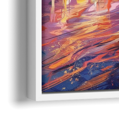 Philadelphia Skyline at Sunset - Close-Up White Frame Canvas