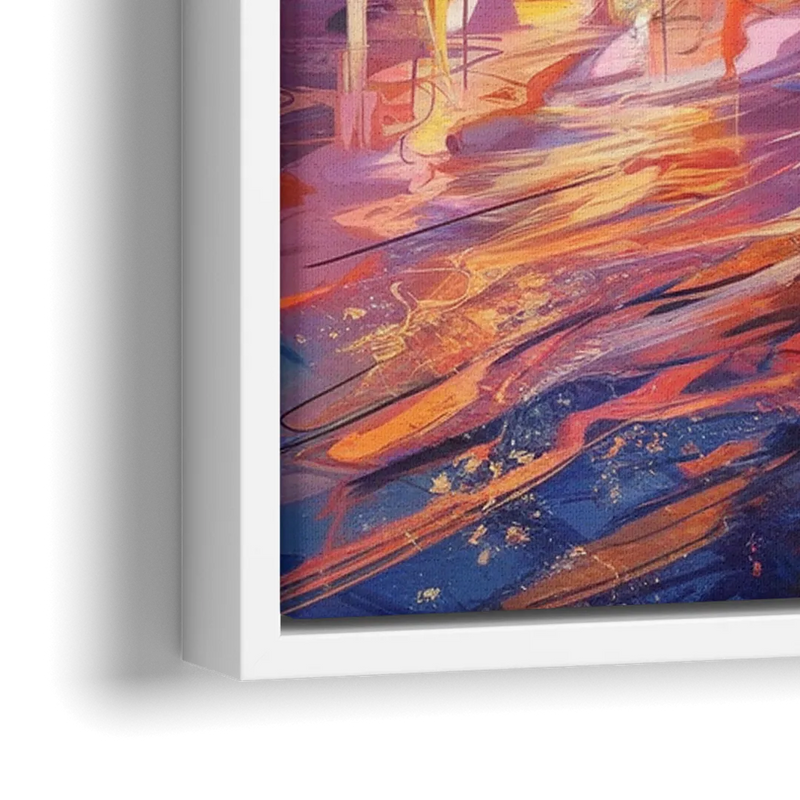 Philadelphia Skyline at Sunset - Close-Up White Frame Canvas