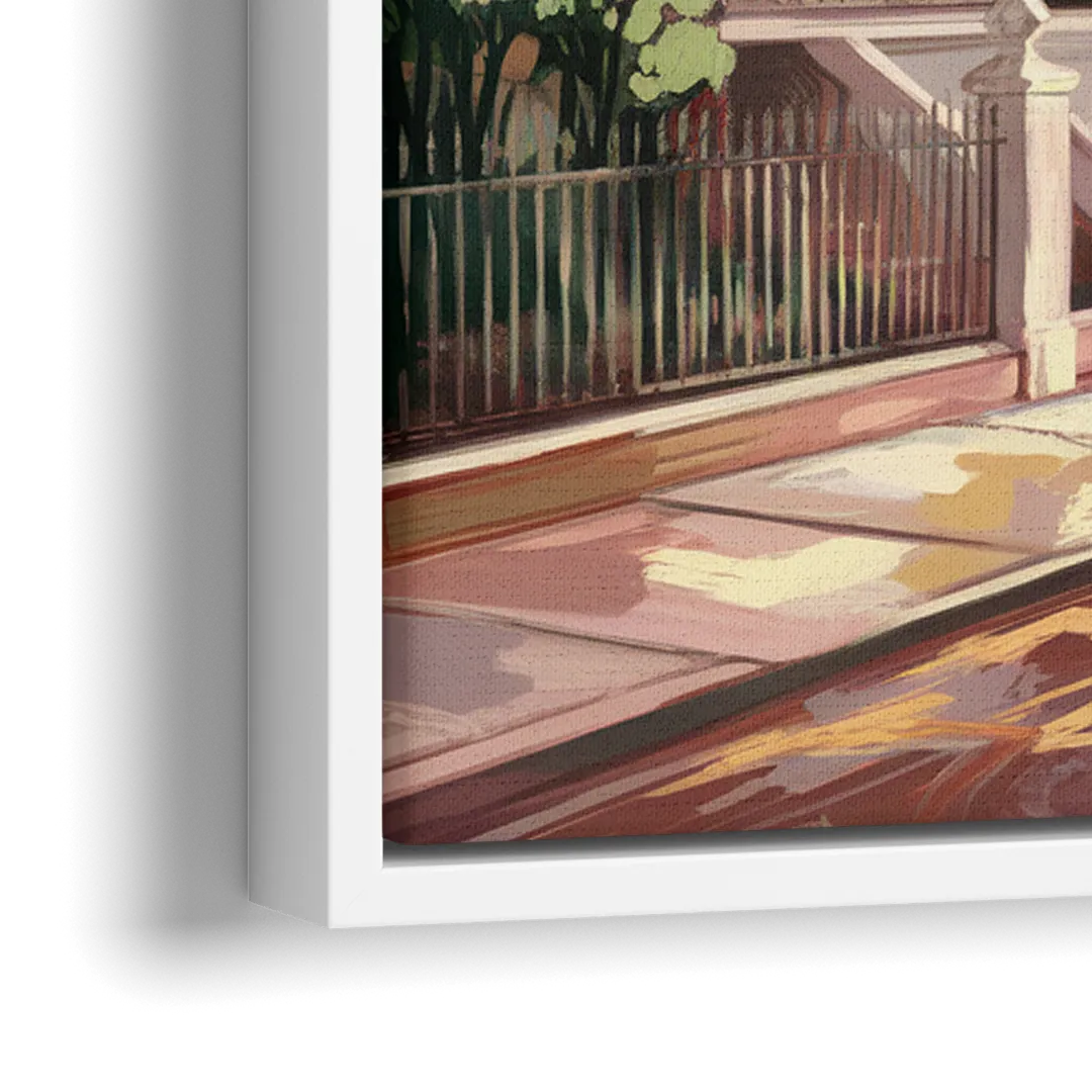 Savannah Historic Homes - Close-Up White Frame Canvas