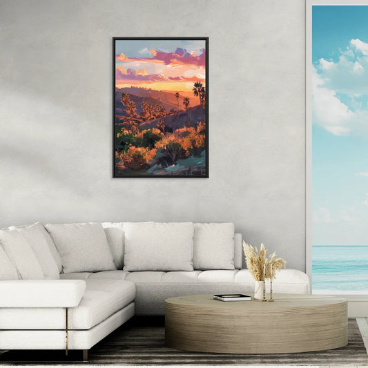 Anaheim Sunset Views - Living Room Black Frame Canvas