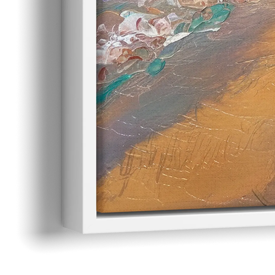 Galveston Beach Sunrise - Close-Up White Frame Canvas