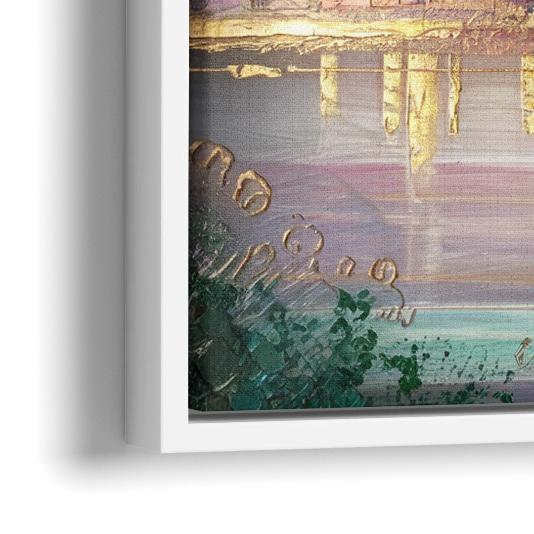 New York City Downtown Skyline - Close-Up White Frame Canvas