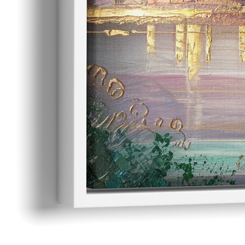 New York City Downtown Skyline - Close-Up White Frame Canvas