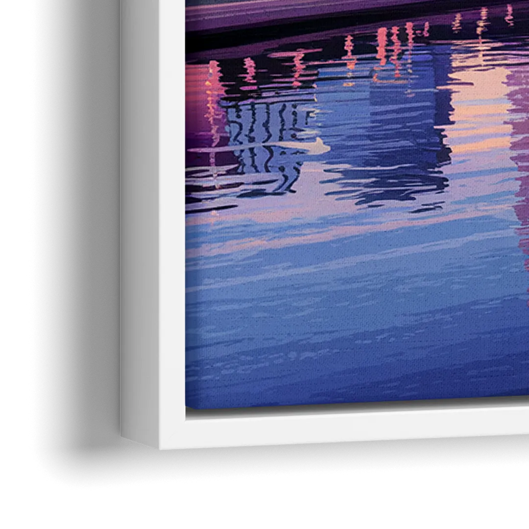 Cleveland Ohio Skyline Silhouette - Close-Up White Frame Canvas