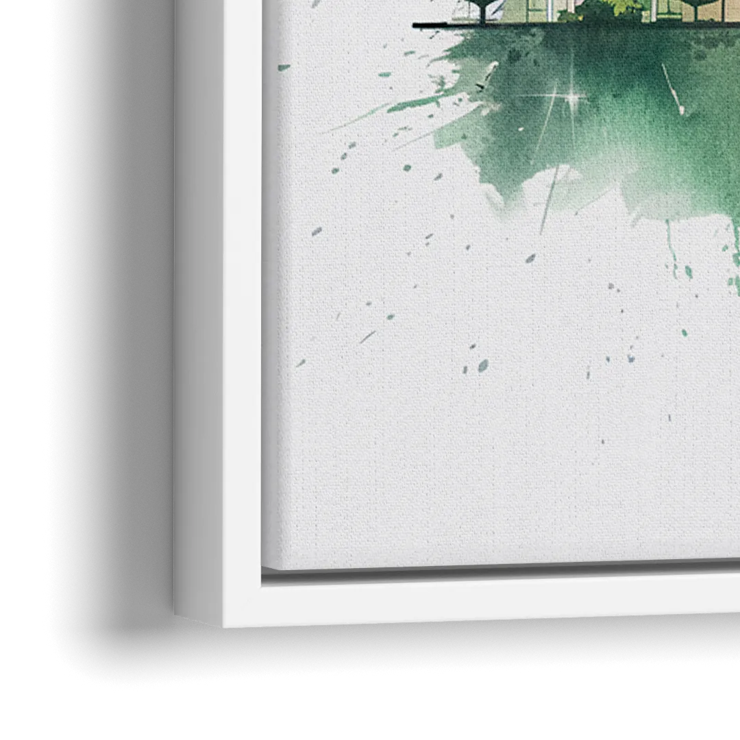 Greensboro Skyline Sunset - Close-Up White Frame Canvas