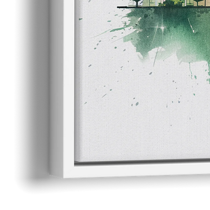 Greensboro Skyline Sunset - Close-Up White Frame Canvas