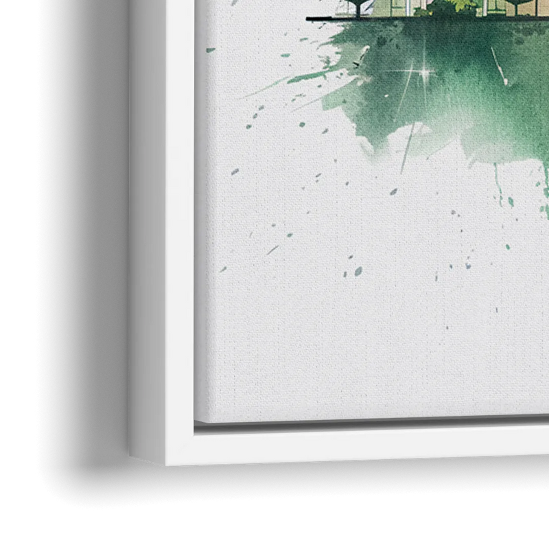 Greensboro Skyline Sunset - Close-Up White Frame Canvas