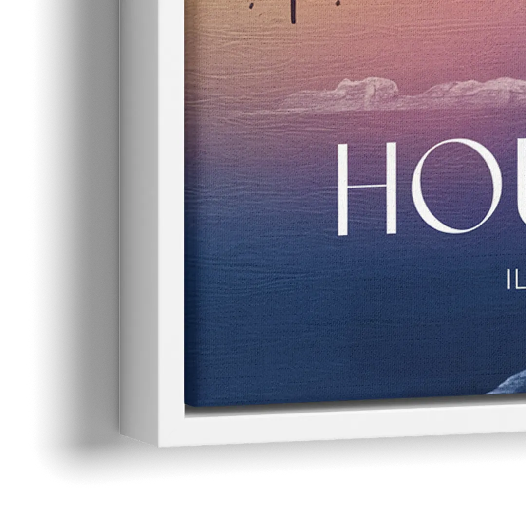 Houston Iconic Landmarks - Close-Up White Frame Canvas