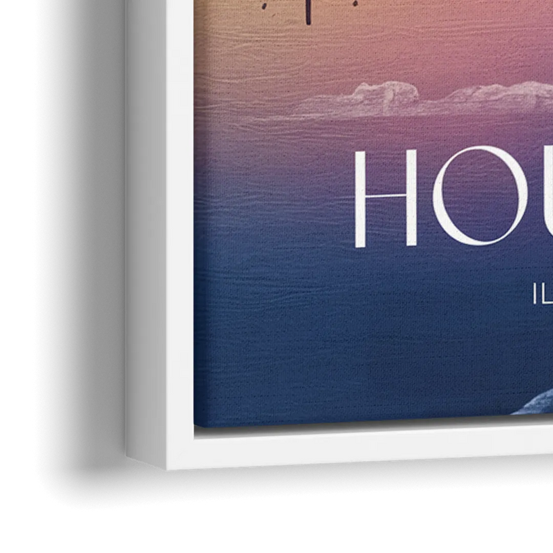 Houston Iconic Landmarks - Close-Up White Frame Canvas