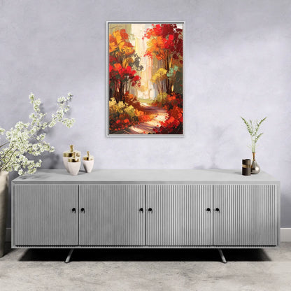 Traverse City Autumn Foliage - Living Room White Frame Canvas