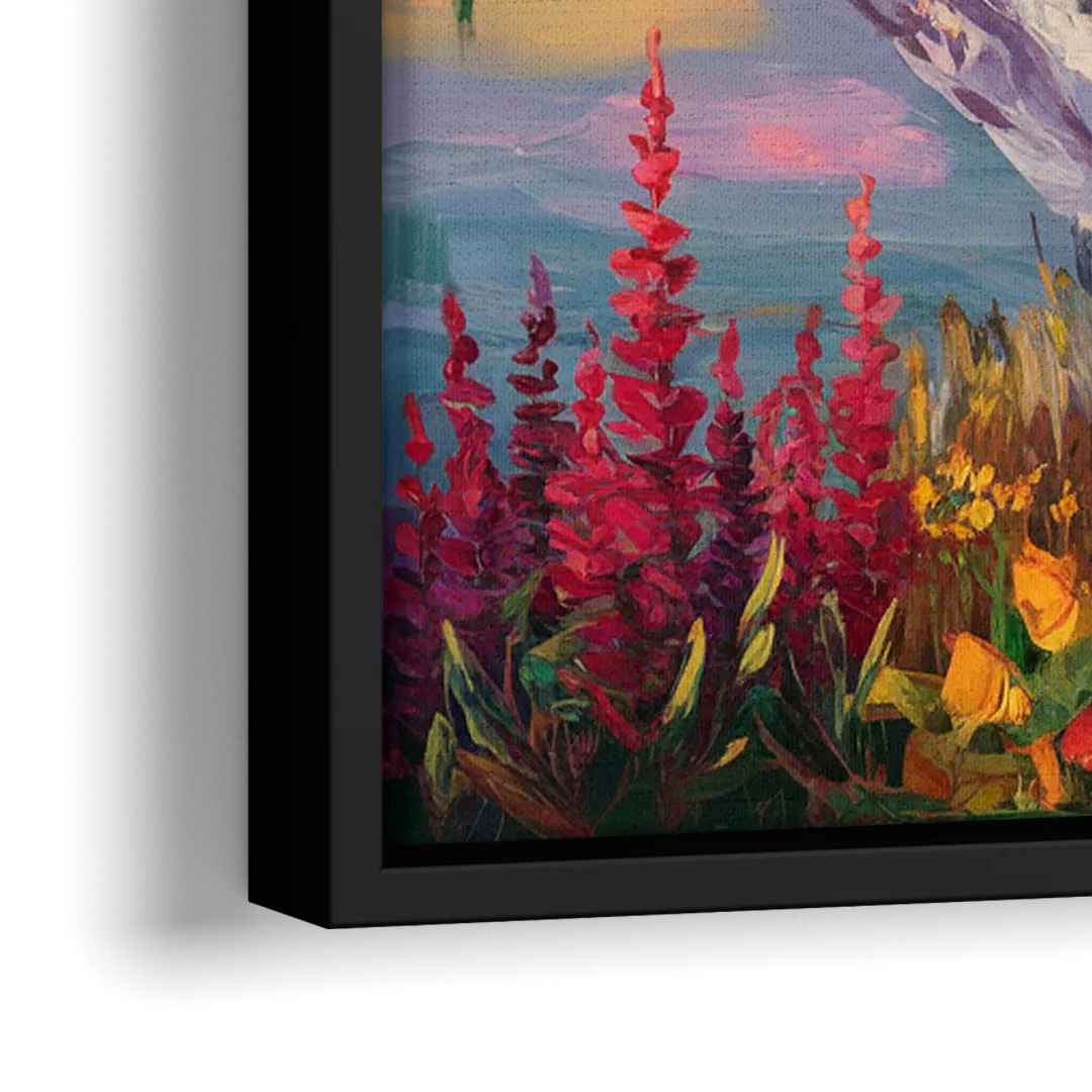 Tacoma Mount Rainier Reflection - Close-Up Black Frame Canvas