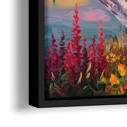 Tacoma Mount Rainier Reflection - Close-Up Black Frame Canvas
