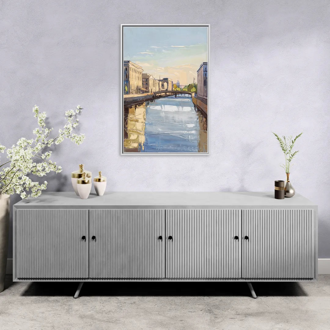 Providence Urban Landscape - Living Room White Frame Canvas