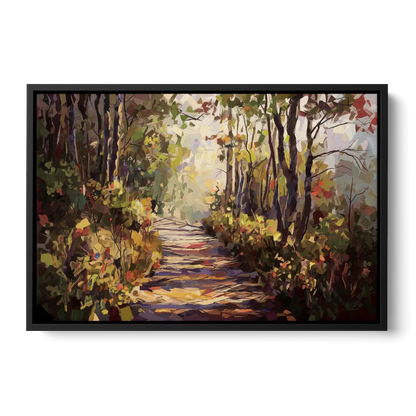 Gatlinburg Trail Through The Forest - Black Frame Canvas