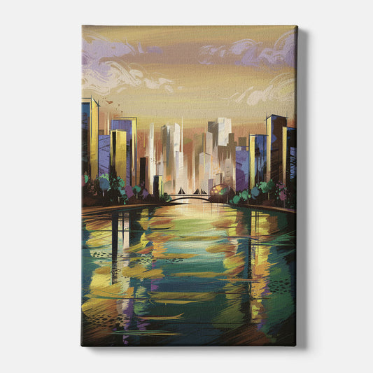 Riverside Downtown Skyline - Canvas Wall Art