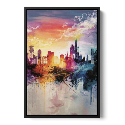 Orlando Skyline at Sunset - Black Frame Canvas
