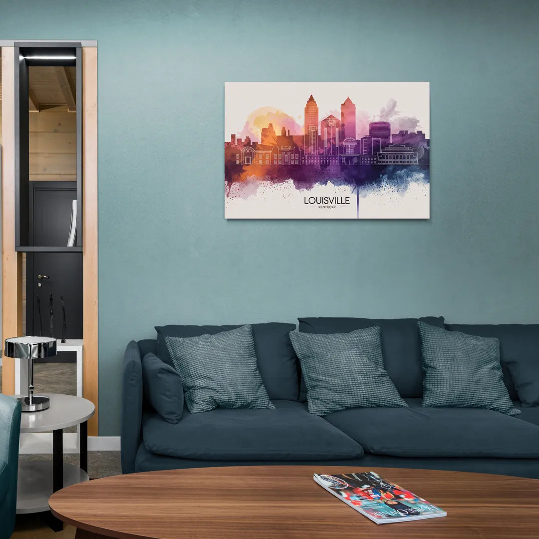 Louisville Sunset Over Skyline - Canvas Wall Art Living Room