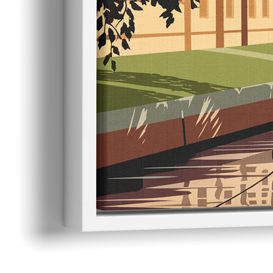 Oxford River Thames View - Close-Up White Frame Canvas