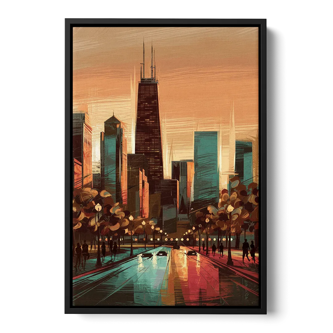 Chicago Magnificent Mile - Black Frame Canvas